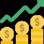 Financial profit growth and market revenue analytics icon