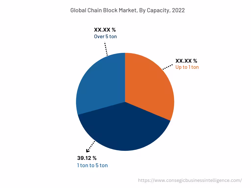 Global Chain Block Market, By Capacity, 2022 Global Chain Block Market, By Capacity, 2022