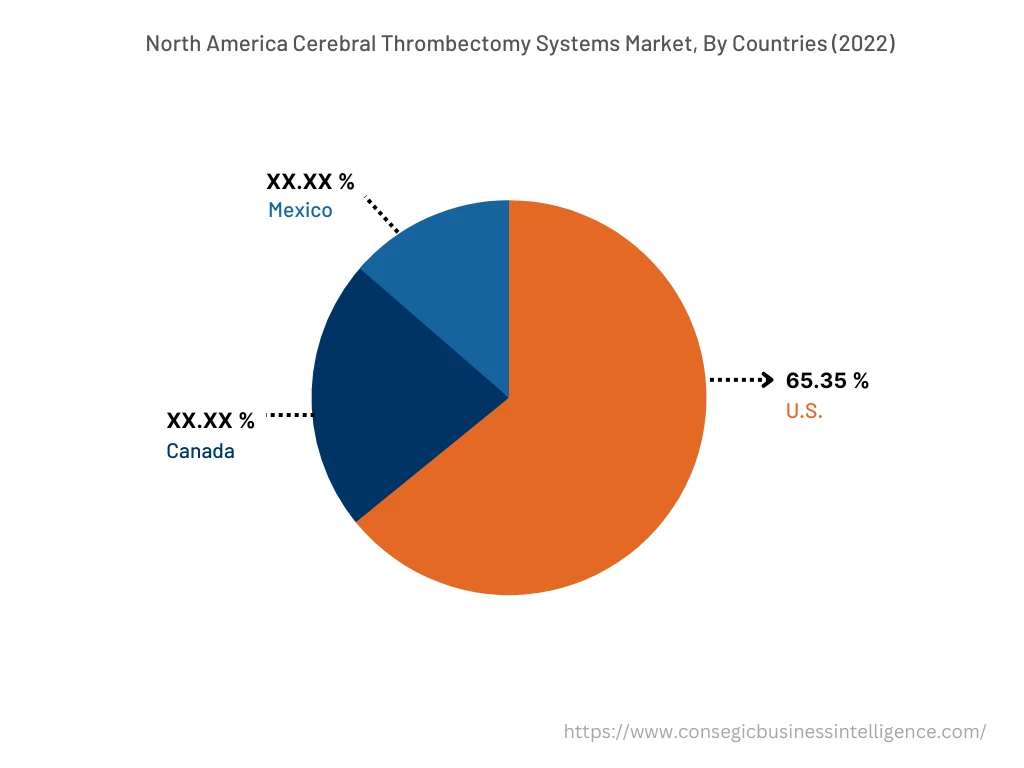 North America Cerebral Thrombectomy Systems Market, By Countries (2022)