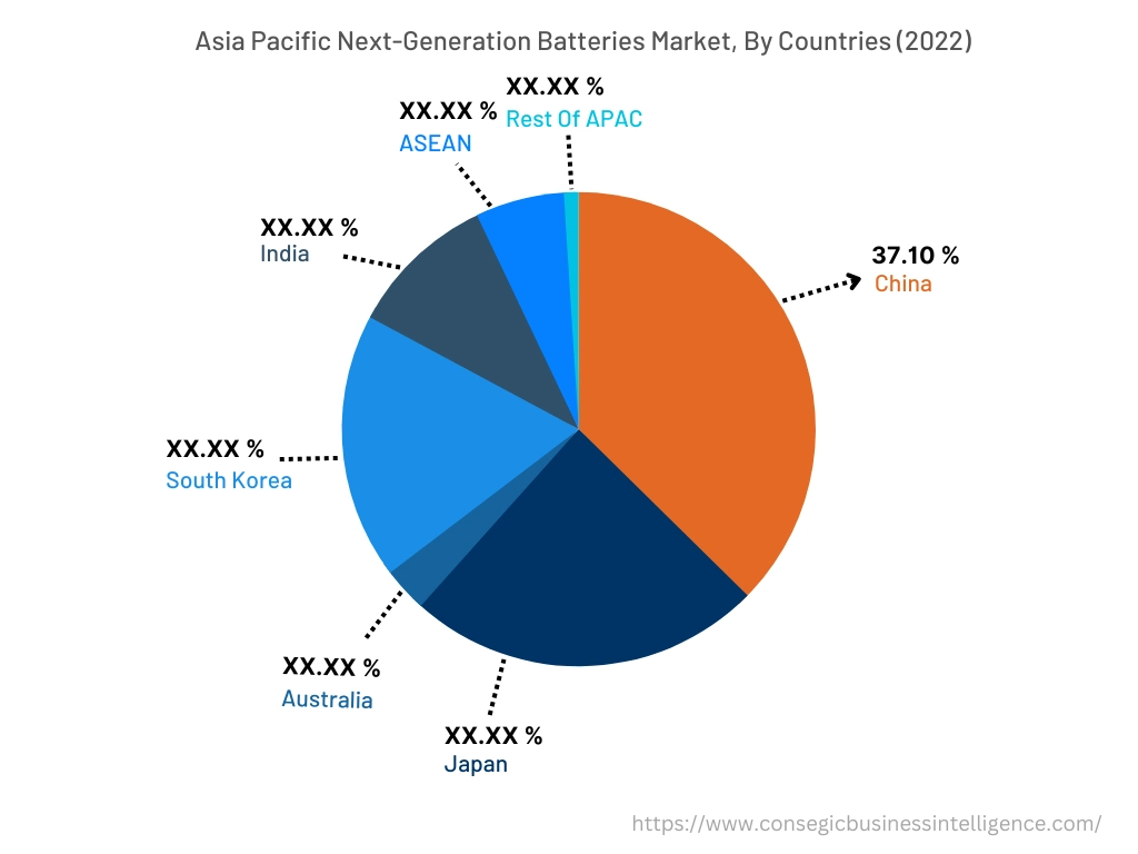Asia Pacific Next-Generation Batteries Market, By Countries (2022)