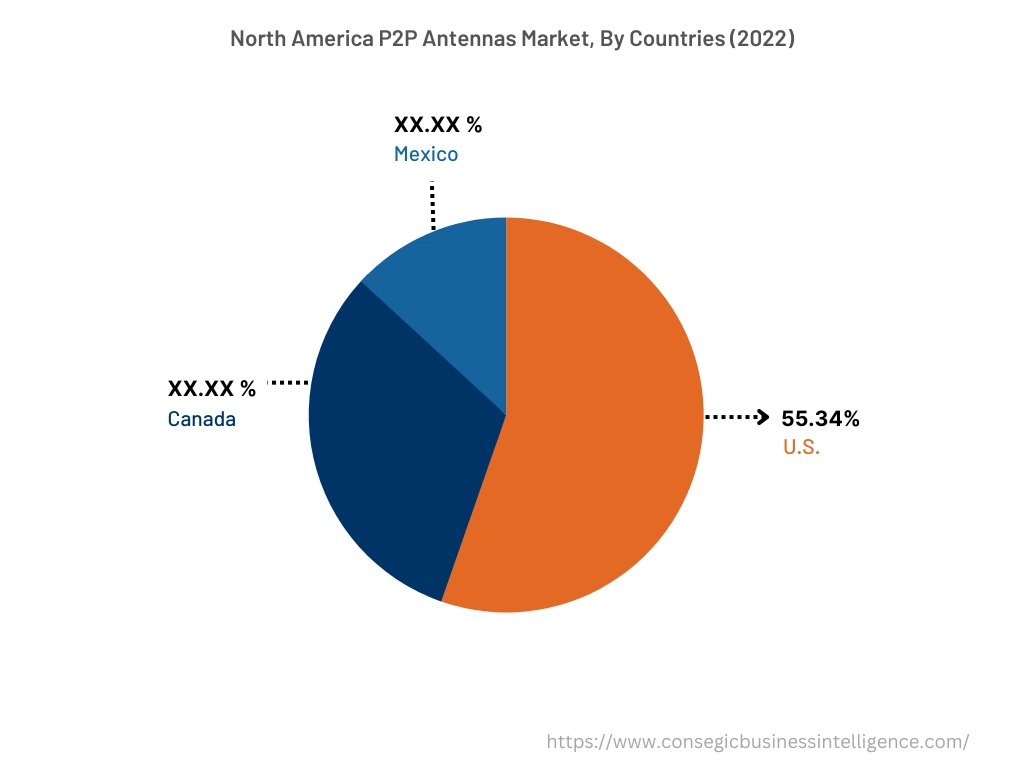 North America P2P Antennas Market, By Countries (2022)